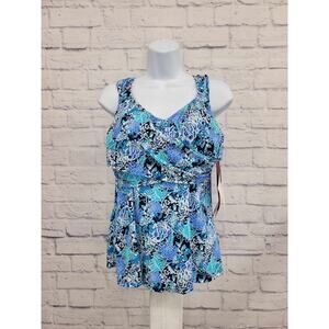 10R BLUE A376257 Fit 4 U Wide Strap Sweetheart Tankini NWT